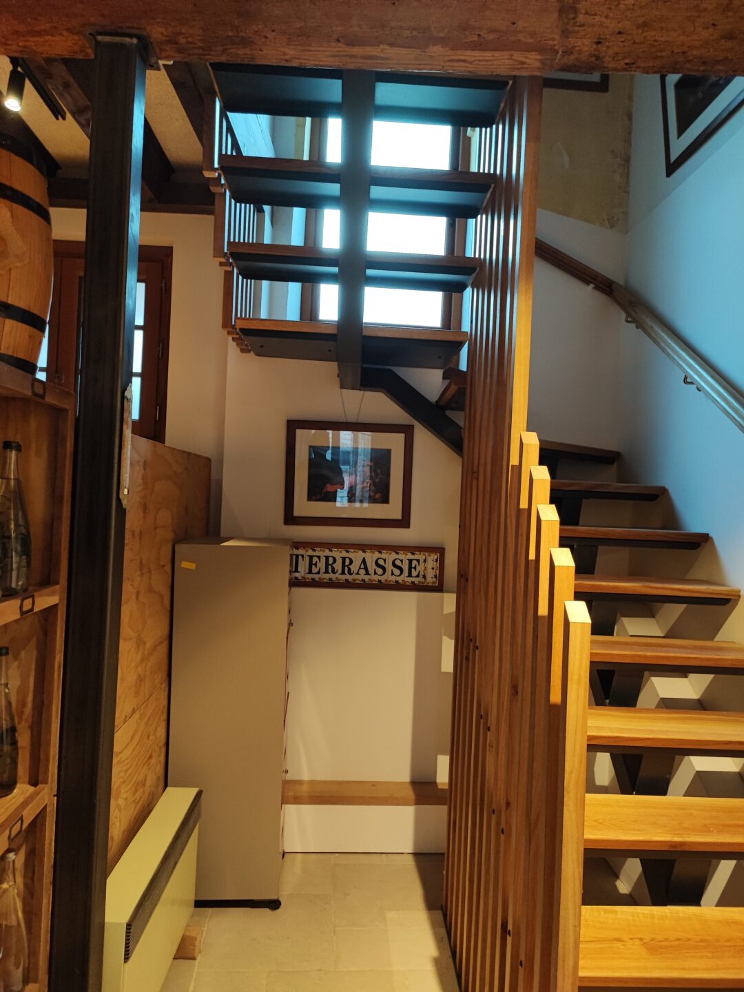Escalier double quart tournant